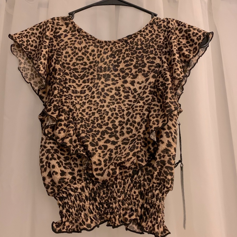 Leopard top with cinched waist